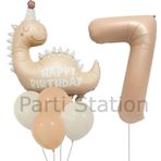 Parti Station Retro Dinozor 7 Yaş Balon Set Bohem Renkler Dinozor Konsept Doğum Günü Balon Retro Balon Set