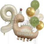 Parti Station Retro Dinozor 9 Yaş Balon Set Bohem Renkler Dinozor Tema Doğum Günü Balon Retro Balon Set