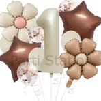 Parti Station Retro Renk Papatya Konsept 1 Yaş Balon Set Retro Renk Tema Doğum Günü Parti Balon Set