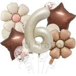 Parti Station Retro Renk Papatya Konsept 6 Yaş Balon Set Retro Renk Tema Doğum Günü Parti Balon Set