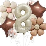 Parti Station Retro Renk Papatya Konsept 8 Yaş Balon Set Retro Renk Tema Doğum Günü Parti Balon Set