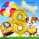 Parti Station Rubble Dozer Araçlı Köpek Konsept 8 Yaş Doğum Günü Parti Balon Set Paw Patrol Kemik Balon - 001-Renkli