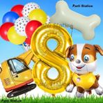Parti Station Rubble Dozer Araçlı Köpek Konsept 8 Yaş Doğum Günü Parti Balon Set Paw Patrol Kemik Balon
