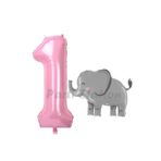 Parti Station Safari Fil Pembe 1 Yaş Balon Set PSELEPHANTP