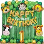 Parti Station Safari Hayvanlar 1 Yaş Balon Set Safari Konsept Folyo Helyum Balon Set Safari Konsept Doğum Günü Set
