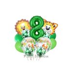 Parti Station Safari Jungle Yeşil Rakam 8 Yaş Balon Set PSSFRYSL1