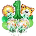 Parti Station Safari Konsept Balon Seti 1 Yaş Safari Jungle Parti Doğum Günü Balon Karşılama Set Yeşil Rakam Balon