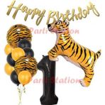 Parti Station Safari Konsept Kaplan 1 Yaş Balon Seti Kaplan Parti Konsept Doğum Günü Balon Set Jungle Kaplan Balon