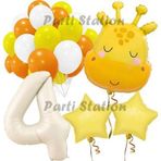 Parti Station Safari Sevimli Zürafa Tema 4 Yaş Balon Set Safari Konsept Zürafa Parti Doğum Günü Balon Set