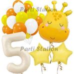 Parti Station Safari Sevimli Zürafa Tema 5 Yaş Balon Set Safari Konsept Zürafa Parti Doğum Günü Balon Set