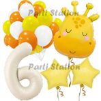 Parti Station Safari Sevimli Zürafa Tema 6 Yaş Balon Set Safari Konsept Zürafa Parti Doğum Günü Balon Set