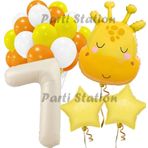 Parti Station Safari Sevimli Zürafa Tema 7 Yaş Balon Set Safari Konsept Zürafa Parti Doğum Günü Balon Set