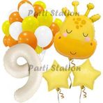 Parti Station Safari Sevimli Zürafa Tema 9 Yaş Balon Set Safari Konsept Zürafa Parti Doğum Günü Balon Set