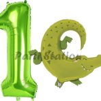 Parti Station Safari Timsah Balon 1 Yaş Doğum Günü Balon Set Safari Konsept Timsah Balon Ve Yeşil Renk Rakam Balon