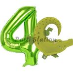 Parti Station Safari Timsah Balon 4 Yaş Doğum Günü Balon Set Safari Konsept Timsah Balon Ve Yeşil Renk Rakam Balon