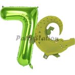 Parti Station Safari Timsah Balon 7 Yaş Doğum Günü Balon Set Safari Konsept Timsah Balon Ve Yeşil Renk Rakam Balon