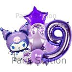 Parti Station Sanrio Kuromi 9 Yaş Mor Balon Set Anime Hello Kitty Kuromi Konsept Doğum Günü Balon Set