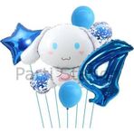 Parti Station Sanrio Kuromi Cinnamon 4 Yaş Balon Set Anime Hello Kitty Kuromi Cinnamon Konsept Doğum Günü Balon