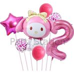Parti Station Sanrio Kuromi Melody 2 Yaş Balon Set Anime Hello Kitty Kuromi Melody Konsept Doğum Günü Balon