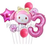 Parti Station Sanrio Kuromi Melody 3 Yaş Balon Set Anime Hello Kitty Kuromi Melody Konsept Doğum Günü Balon