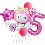 Parti Station Sanrio Kuromi Melody 5 Yaş Balon Set Anime Hello Kitty Kuromi Melody Konsept Doğum Günü Balon