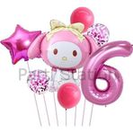 Parti Station Sanrio Kuromi Melody 6 Yaş Balon Set Anime Hello Kitty Kuromi Melody Konsept Doğum Günü Balon