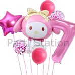 Parti Station Sanrio Kuromi Melody 7 Yaş Balon Set Anime Hello Kitty Kuromi Melody Konsept Doğum Günü Balon