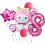 Parti Station Sanrio Kuromi Melody 8 Yaş Balon Set Anime Hello Kitty Kuromi Melody Konsept Doğum Günü Balon