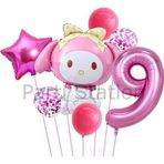 Parti Station Sanrio Kuromi Melody 9 Yaş Balon Set Anime Hello Kitty Kuromi Melody Konsept Doğum Günü Balon