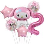 Parti Station Sanrio Kuromi Mymelody 2 Yaş Balon Set Anime Hello Kitty Kuromi Melody Konsept Doğum Günü Balon