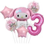 Parti Station Sanrio Kuromi Mymelody 3 Yaş Balon Set Anime Hello Kitty Kuromi Melody Konsept Doğum Günü Balon