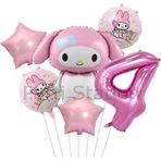 Parti Station Sanrio Kuromi Mymelody 4 Yaş Balon Set Anime Hello Kitty Kuromi Melody Konsept Doğum Günü Balon