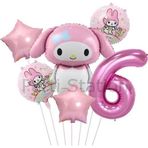Parti Station Sanrio Kuromi Mymelody 6 Yaş Balon Set Anime Hello Kitty Kuromi Melody Konsept Doğum Günü Balon