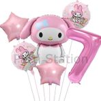 Parti Station Sanrio Kuromi Mymelody 7 Yaş Balon Set Anime Hello Kitty Kuromi Melody Konsept Doğum Günü Balon