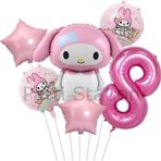 Parti Station Sanrio Kuromi Mymelody 8 Yaş Balon Set Anime Hello Kitty Kuromi Melody Konsept Doğum Günü Balon