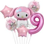 Parti Station Sanrio Kuromi Mymelody 9 Yaş Balon Set Anime Hello Kitty Kuromi Melody Konsept Doğum Günü Balon