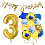 Parti Station Sarı Lacivert Balon Set Sarı Lacivert 3 Yaş Balon Set Futbol Balon Set Doğum Günü Balon Set