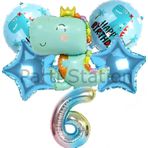 Parti Station Sevimli Dinozor Konsept 1 Yaş Balon Set Jurassic Dinozor Tema Doğum Günü Folyo Balon Set