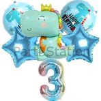 Parti Station Sevimli Dinozor Konsept 3 Yaş Balon Set Jurassic Dinozor Tema Doğum Günü Folyo Balon Set