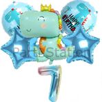 Parti Station Sevimli Dinozor Konsept 7 Yaş Balon Set Jurassic Dinozor Tema Doğum Günü Folyo Balon Set