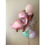 Parti Station Sevimli Dinozor Konsept Pembe Dinozor Balon Set Pink Dinosaur Balloon Doğum Günü Balon Buketi