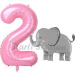 Parti Station Sevimli Fil Balon 2 Yaş Doğum Günü Balon Set Safari Konsept Fil Balon Ve Pembe Renk Rakam Balon