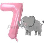 Parti Station Sevimli Fil Balon 7 Yaş Doğum Günü Balon Set Safari Konsept Fil Balon Ve Pembe Renk Rakam Balon