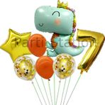 Parti Station Sevimli Yeşil Dinozor Konsept 7 Yaş Balon Set Jurassic Dinozor Tema Doğum Günü Folyo Balon Set