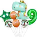 Parti Station Sevimli Yeşil Dinozor Konsept 9 Yaş Balon Set Jurassic Dinozor Tema Doğum Günü Folyo Balon Set