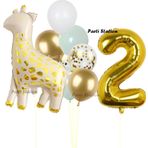 Parti Station Sevimli Zürafa Konsept 2 Yaş Doğum Günü Balon Set Safari Tema Zürafa Parti Doğum Günü Balon Set