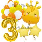 Parti Station Sevimli Zürafa Konsept 3 Yaş Balon Set Safari Tema Zürafa Parti Doğum Günü Balon Set