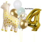 Parti Station Sevimli Zürafa Konsept 4 Yaş Doğum Günü Balon Set Safari Tema Zürafa Parti Doğum Günü Balon Set
