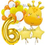 Parti Station Sevimli Zürafa Konsept 6 Yaş Balon Set Safari Tema Zürafa Parti Doğum Günü Balon Set
