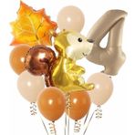 Parti Station Sincap Sonbahar Woodland Orman Hayvanları 4 Yaş Balon Set Woodland Konsept Doğum Günü Set